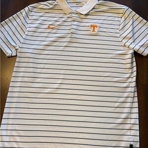 University of Tennessee Nike Men's White with Gray Stripes Polo UT Medium